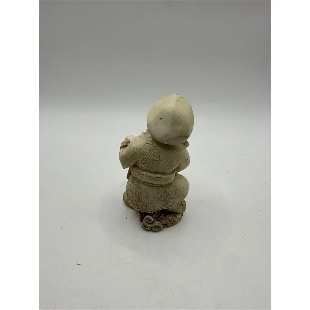VINTAGE CARVED ANTIQUE OLD MAN SOAPSTONE STANDING FIGURE SCALPTURE STATUE *
